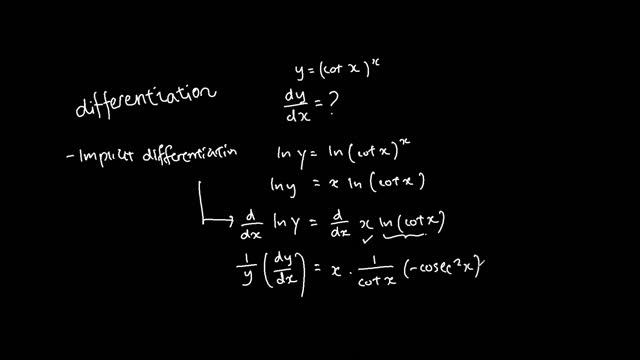 differentiation of y = (cot x)^x смотреть онлайн