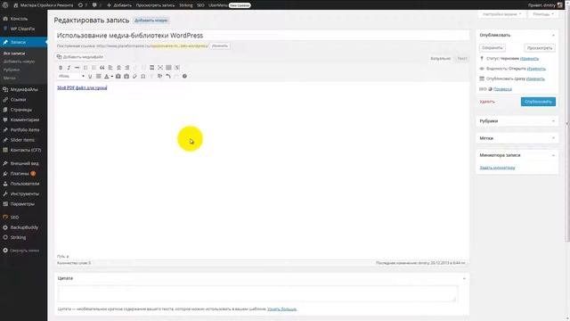 Загрузка файлов в медиа библиотеку WordPress (Уроки WordPress для начинающих) смотреть онлайн