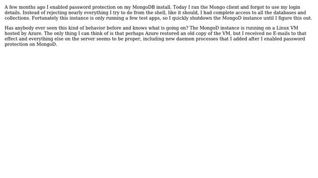 Login authentication vanished from MongoDB install смотреть онлайн