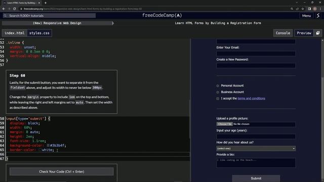 (ARCHIVED) Learn HTML Forms by Building a Registration Form - Step 60 смотреть онлайн