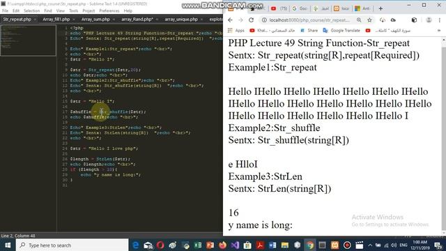 PHP Lecture 50 String Function Str repeat смотреть онлайн