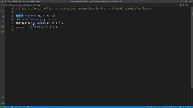 Python Ejercicio: 1012 Definir las Operaciones Aritméticas Básicas Utilizando Expresiones Lambda смотреть онлайн