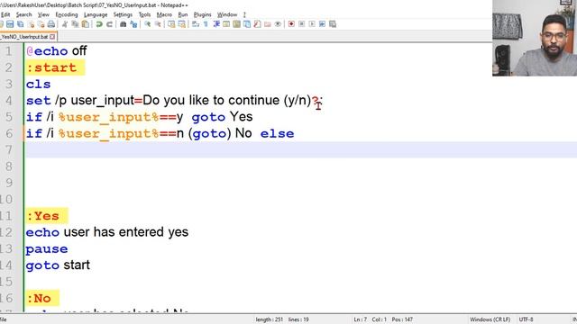 Batch Script For User Input Yes or No смотреть онлайн