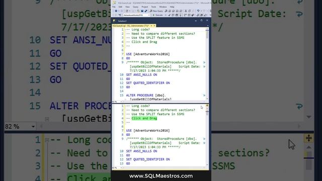 SPLIT Window – SQL Server Management Studio Tip смотреть онлайн