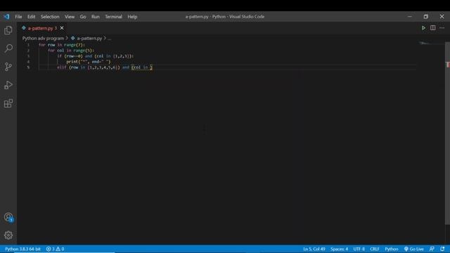 How to print 'A' letter pattern of stars using Python | Python Pattern Programs | Learnonpy | смотреть онлайн
