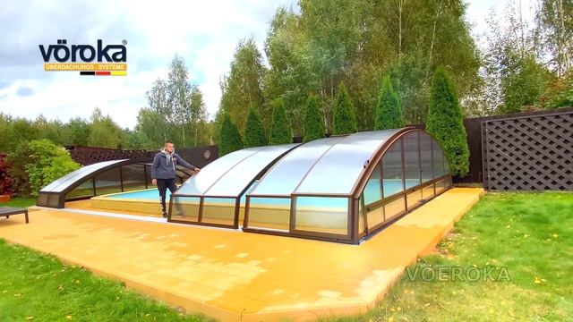 Павильон для бассейна модель CARAT из Сотового поликарбоната цвет профиля Коричневый