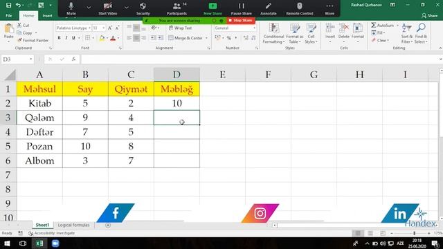 Excel dərsləri - 1.2.Exceldə cədvəl qurmaq | Excelde cedvel qurmaq | Excelde tablo oluşturma смотреть онлайн