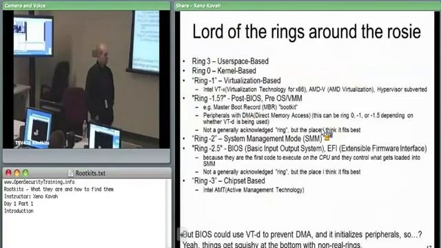 OpenSecurityTraining Rootkits What they are and how to find them (day 1 part 1) смотреть онлайн
