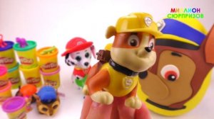 Огромные Play Doh Яйца Сюрпризы Щенячий Патруль Маршал и Гонщик | Учим цвета с Плей До для детей