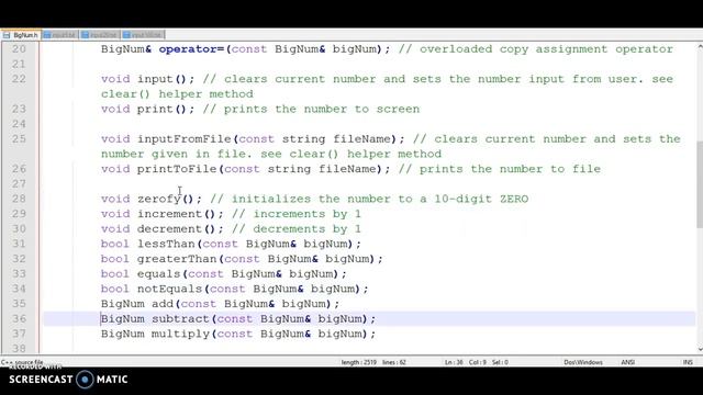 BigNum class (Assignment 04) смотреть онлайн
