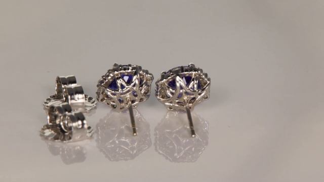 Round Brilliant Tanzanite Earrings with Diamonds Around 3.38cts смотреть онлайн