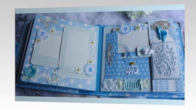 Скрапбукинг. Фотообзор ярко голубого альбома для мальчика. смотреть онлайн