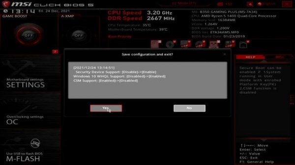 Enable TPM and Secure Boot - MSI Click BIOS 5 (AMD) - Fix CSM is Loaded