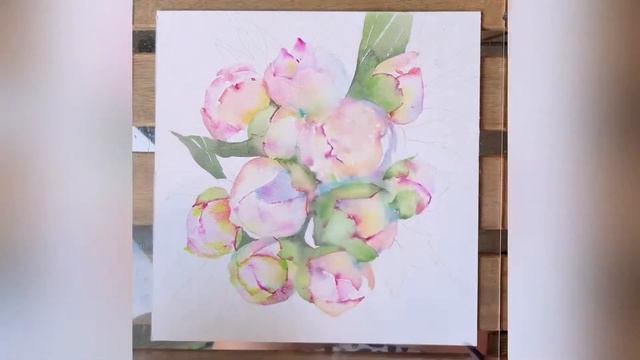 Пионы акварелью. Watercolor peonies смотреть онлайн