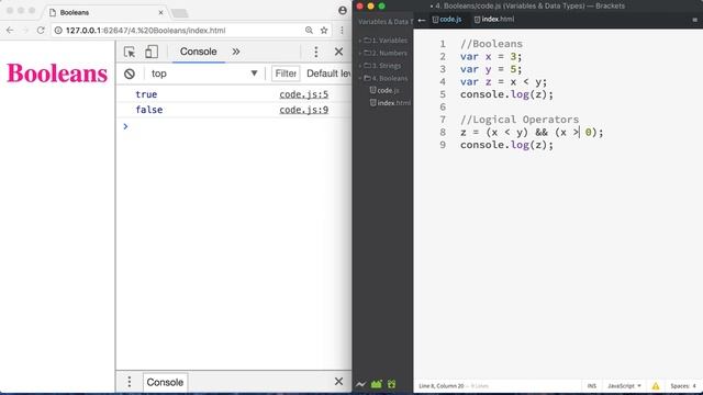 Booleans Logical Operators | JavaScript смотреть онлайн
