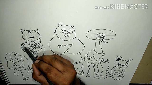 Kung fu panda drawing|Kung fu panda all characters drawing easy|how to draw Kung fu panda easy смотреть онлайн