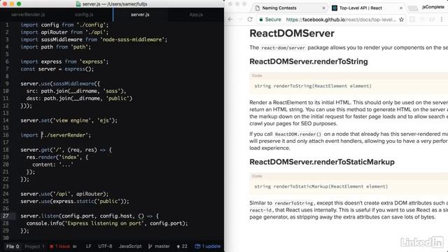 JavaScript 021 Server rendering with ReactDOMServer смотреть онлайн