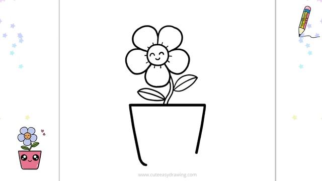 How to Draw a Cute Flower Pot - Drawing and Coloring for Kids and Toddlers смотреть онлайн