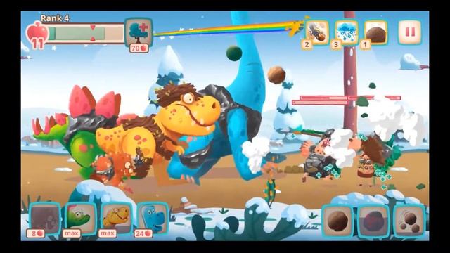 DINO BASH Dinosaur Army vs Caveman Defense Games Level 74 смотреть онлайн