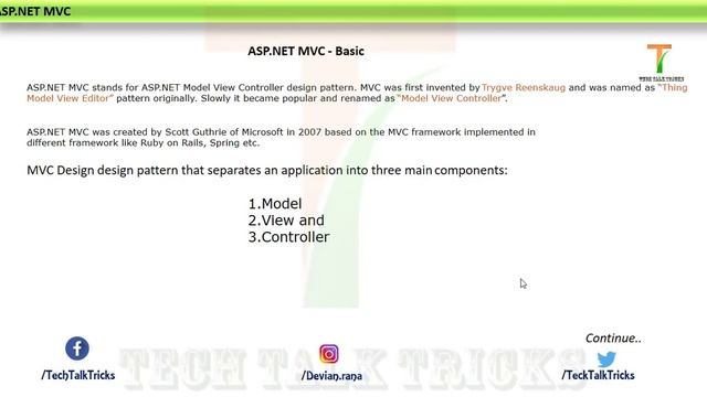 Introduction to MVC(model,view,controller) | MVC tutorial | Part -1 | #techtalktricks смотреть онлайн