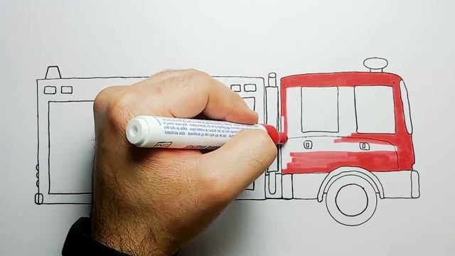 How to easy drawing Fire Truck for Kids - Children's Coloring Book with #Paiting 2 смотреть онлайн