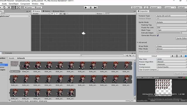 Importing Spritesheets into Unity смотреть онлайн
