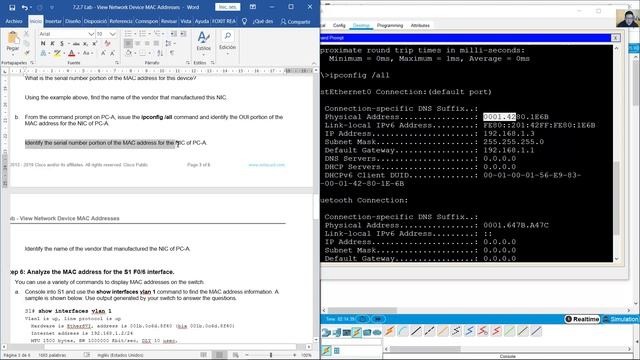 7.2.7 Lab - View Network Device MAC Addresses смотреть онлайн