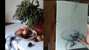 МК Подготовительный рисунок углем к этюду "Июльский натюрморт"