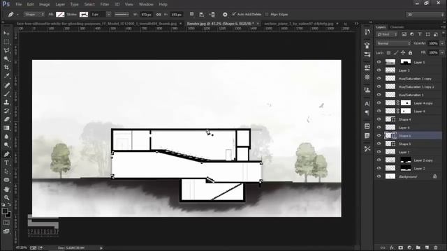 Section Photoshop - Photoshop Architecture (Hậu Kỳ Mặt Cắt Kiến Trúc)