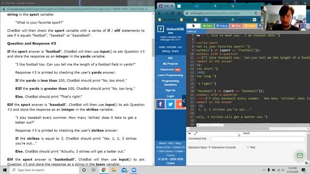 Python Chapter 5 Activity Chat Bot смотреть онлайн