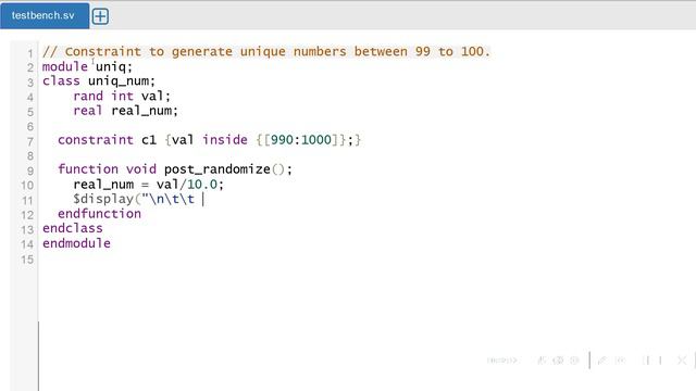 SV Constraint | To generate unique numbers between 99 & 100 смотреть онлайн