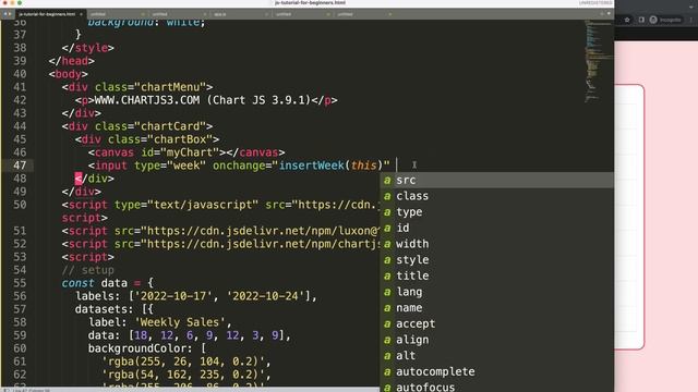 How to Insert and Display Year Week Datapoints in Chart JS смотреть онлайн