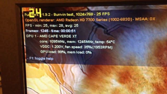 FURMARK Donut of DOOM XFX HD 7770 смотреть онлайн