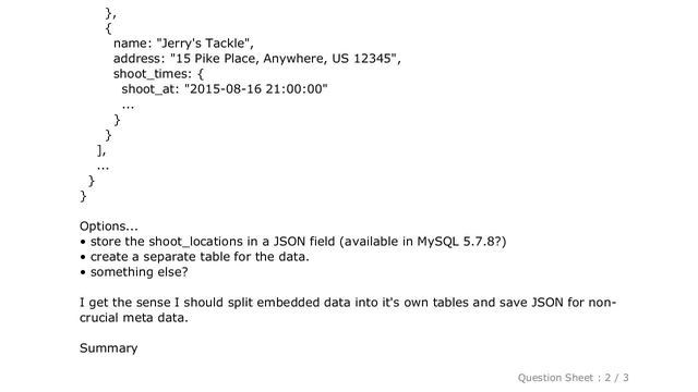 MySQL : MySQL: Embedded JSON vs table смотреть онлайн