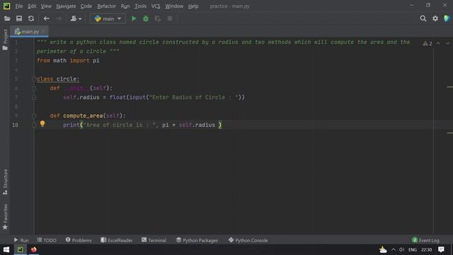 Write a Python Class Named Circle Constructed by a Radius and two Methods Which Will Compute the Ar смотреть онлайн