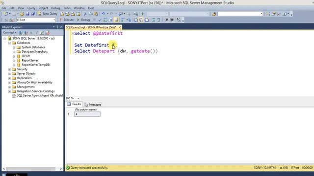 SET DATEFIRST, @@DATEFIRST in SQL Server смотреть онлайн