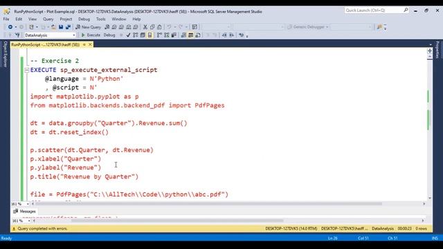Run Python Script from SQL Server - Plot Example смотреть онлайн