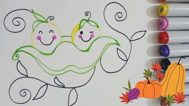 Peas drawing for kids / Cute drawing/ How to draw peas / Bolalar uchun no'xat chizish /Рисуем горох смотреть онлайн