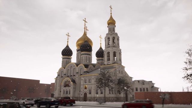 Проект храмового комплекса. Зимний вид смотреть онлайн