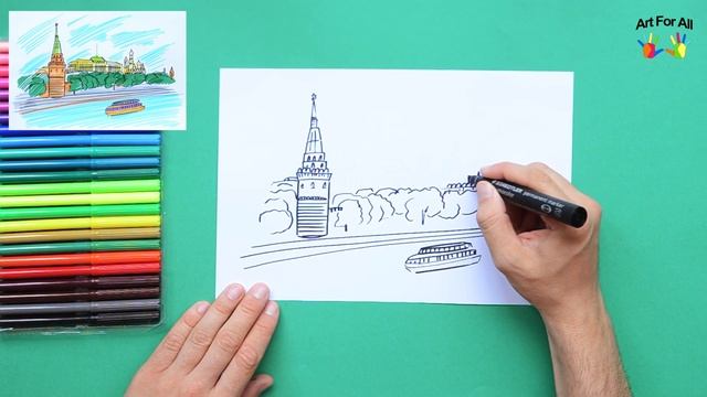 How to draw Kremlin, Moscow, Russia смотреть онлайн