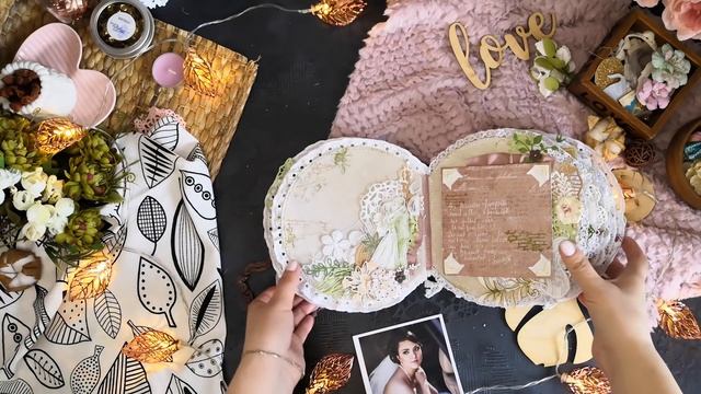 Круглый кружевной альбом \ Этап 7\скрапбукинг