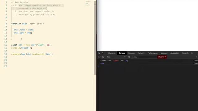 Javascript object creation with new keyword смотреть онлайн