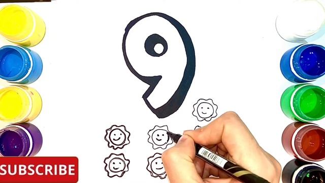 Как нарисовать ЦИФРЫ / мультик раскраска ЦИФРЫ для детей / Раскраски малышам/ 9 смотреть онлайн