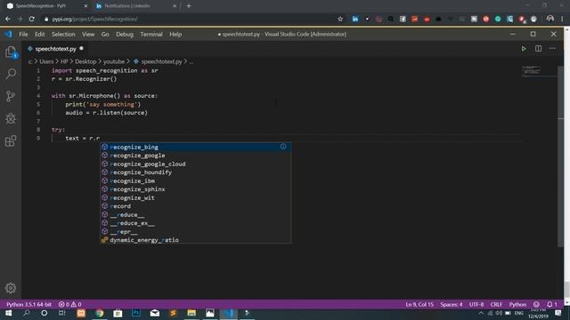 Speech to Text Conversion using python Script (hindi) | Py-Series | смотреть онлайн