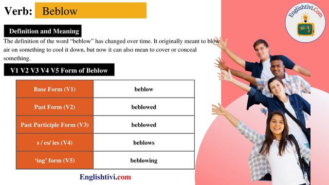 beblow V1 V2 V3 V4 V5 Base Form, Past Simple, Past Participle Form of beblow | Englishtivi.com смотреть онлайн