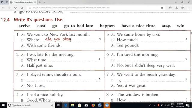 Past Simple Negative and Question Exercise 1 смотреть онлайн