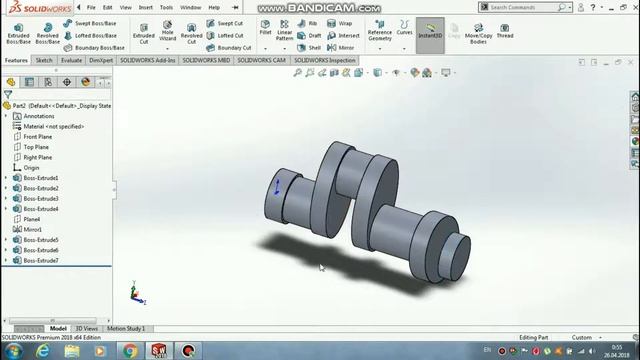 Crank Shaft-Solidworks Model смотреть онлайн