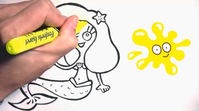 Как нарисовать РУСАЛОЧКУ / мультик раскраска РУСАЛОЧКА для детей / Раскраски малышам смотреть онлайн