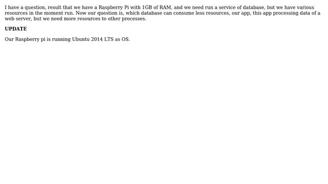 Raspberry Pi: Which data base consume less resources? смотреть онлайн