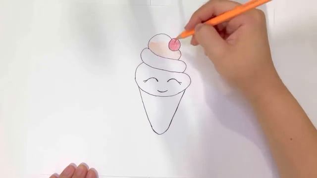 Как нарисовать милое мороженое детям легко и просто смотреть онлайн